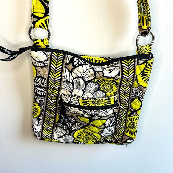 Vera Bradley Hipster Citron Floral Crossbody Purse with Wallet - Picture 7 of 12